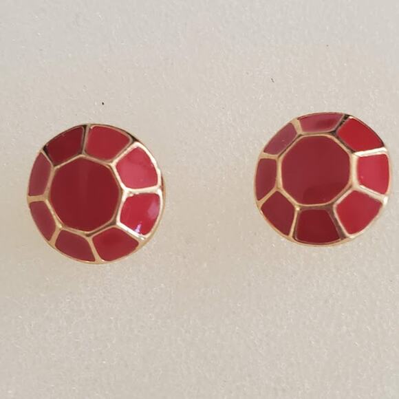 Kate Spade New York Red Enamel and Gold Plate Jewel Bar Geometric Earrings‎ - Picture 1 of 5